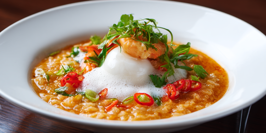 Laksa Risotto with Prawn Foam