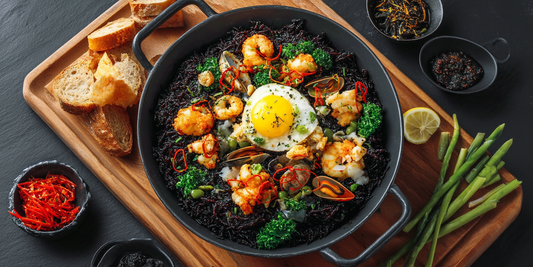 Hokkien Mee Paella with Squid Ink Aioli